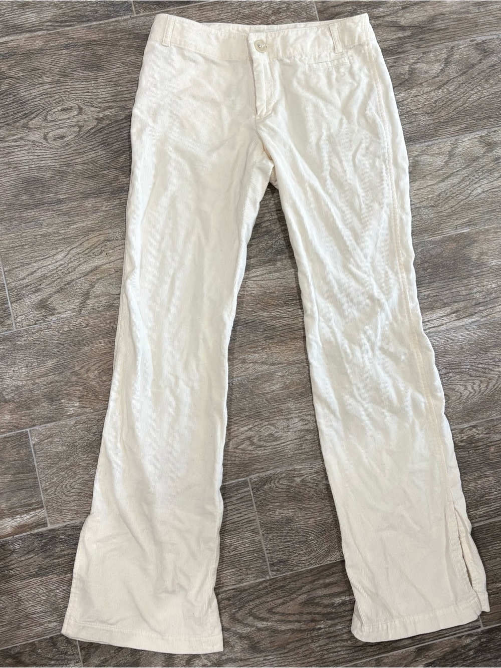 Banana Republic Mid Rise Flare Leg Corduroy Pants Ivory Cream Sz 2 Classic